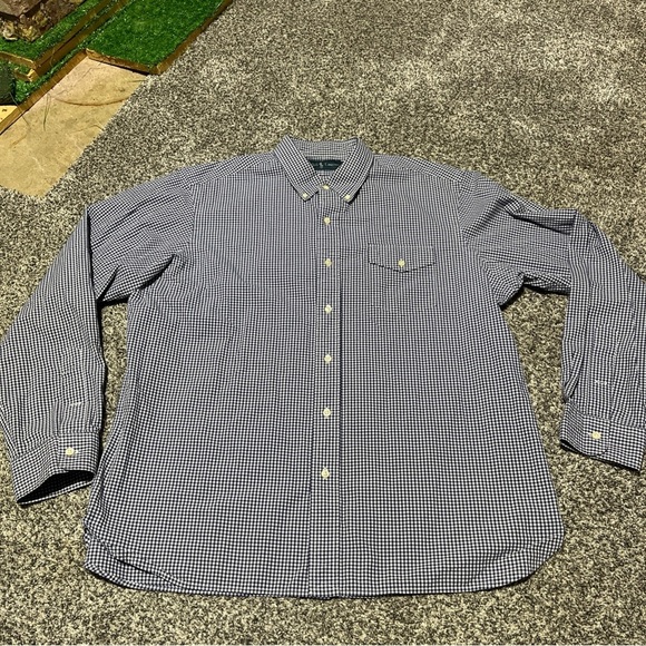 Ralph Lauren Shirt Men XL Blue Gingham Check Button Down Oxford Front Pocket - Picture 1 of 8
